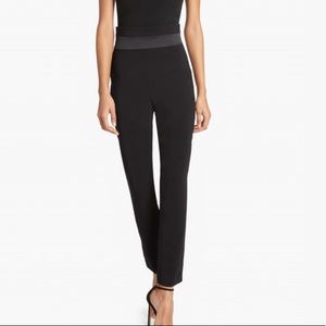 CUSHNIE HIGH WAIST SATIN WAISTBAND SLIM PANT